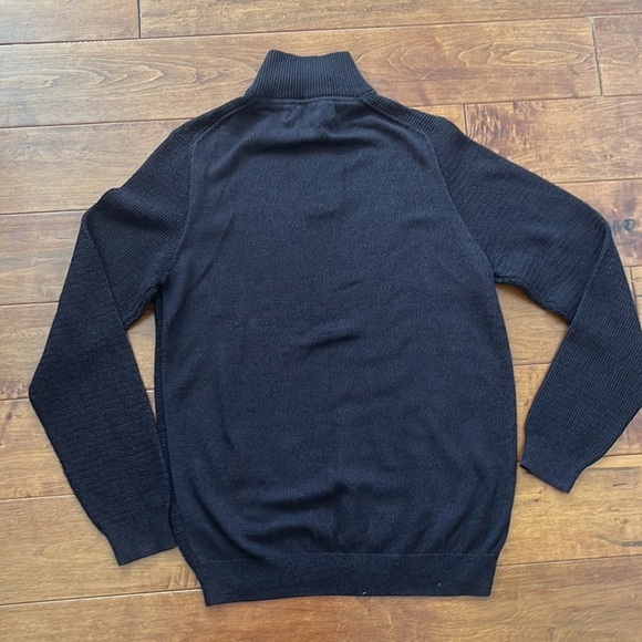 NWT Tasso Elba Quarter-Zip Mock Neck Cotton Brown Sweater Size S - Picture 3 of 13